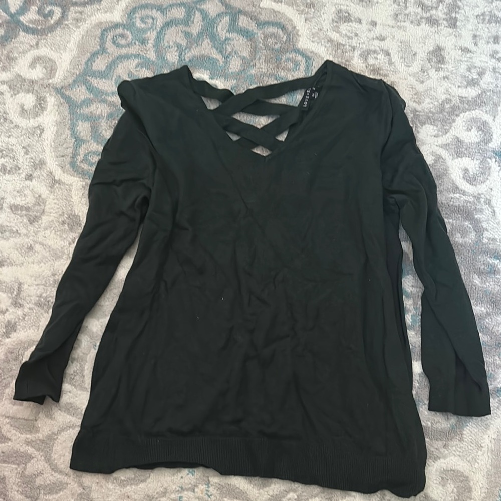 Black Crisscross V-Neck Sweater
